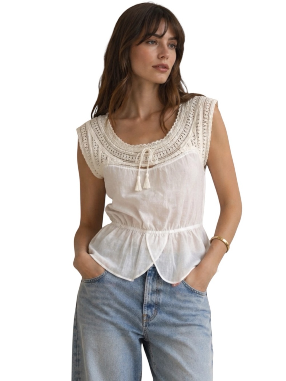 ANTHROPOLOGIE HD PARIS COTTON CROCHET BLOUSE NWT